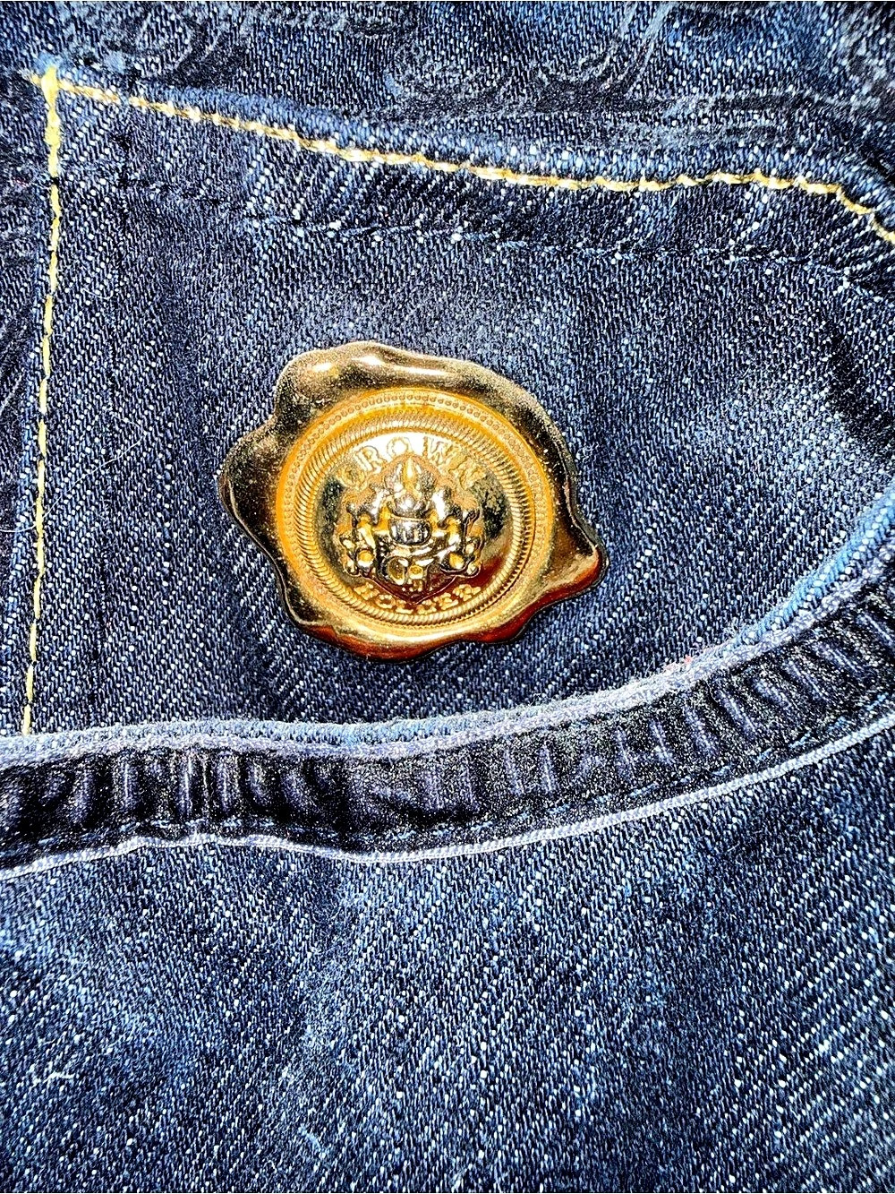 VTG Crown Holder Embellished Jeans Black & Blue Waist 36 - Picture 8 of 13